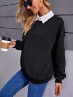 Black Regular Fit Long Sleeve Button Maternity Sweatshirts 9292