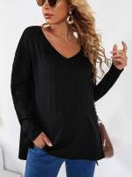 Regular Fit Long Sleeve Black Round Neck Maternity 5412