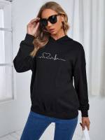 Casual Regular Black Long Sleeve Maternity Sweatshirts 243
