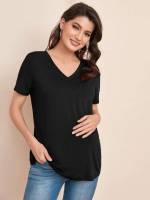 Regular Fit Basics Regular Plain Maternity Tops 319