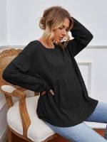  Plain Casual Round Neck Maternity Tops 5357