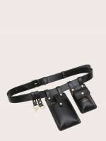  Plain Black Women Fanny Packs 7965