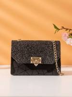 Elegant Geometric Black Glitter Bags 6491