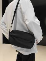 Black Plain Men Crossbody Bags 1579