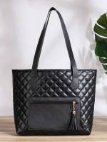 Tassel Black Quilted Women Bags 716