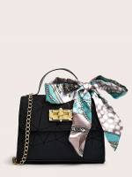 Bow Black Geometric Fashionable Women Satchels 942