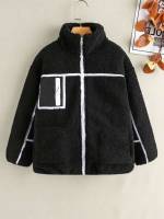 Long Sleeve Pocket Black Regular Boys Jackets 4338