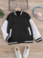  Black Baseball Collar Regular Boys Jackets 8652