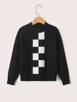 Black Plaid Regular Boys Sweaters 4354