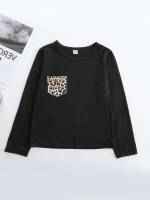 Leopard Pocket Regular Fit Long Sleeve Boys T-Shirts 8177