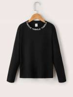 Casual Regular Fit Long Sleeve Black Boys T-Shirts 1430