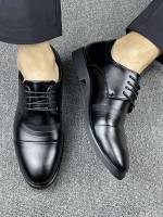  Plain Black Lace Up Men Shoes 6828