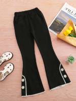 Black Floral Dressy Girls Pants 2573