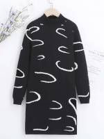 Long Sleeve Stand Collar Girls Sweater Dresses 945