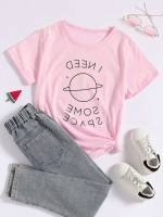 Round Neck Geometric Short Sleeve Kids Clothing 5161