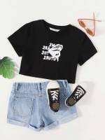  Short Sleeve Black Kids Clothing 7827