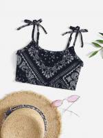 Knot Spaghetti Strap Boho Black Kids Clothing 1753