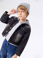 Black Long Sleeve Button Casual Boys Denim 2345