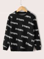 Round Neck Regular Casual Black Boys Knitwear 5067