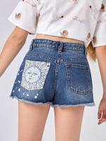 Graphic Raw Hem Girls Denim 966