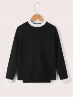 Black Regular Fit Round Neck Kids Clothing 2767