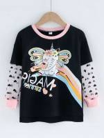 Regular Cartoon Black Long Sleeve Kids Clothing 932