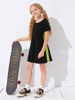 Short Sleeve Black Regular Fit Kids Clothing 513