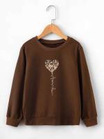 Round Neck Heart Regular Fit Girls Sweatshirts 259