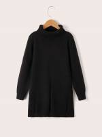 Black High Neck Long Sleeve Girls Clothing 9845