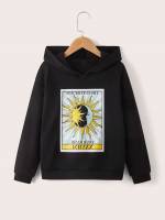 Hooded Long Sleeve Black Girls Clothing 1630