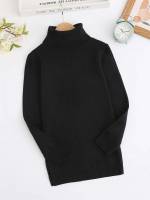 Black Short Casual Long Sleeve Girls Knitwear 3298