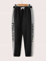 Letter Drawstring Black Boys Bottoms 663