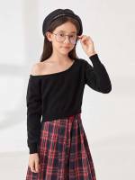  Long Sleeve Asymmetrical Neck Kids Clothing 218