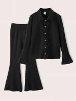 Ruffle Black Regular Fit Girls Clothing 17