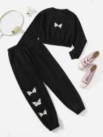 Regular Fit Pocket Sporty Girls Two-piece Outfits 2454