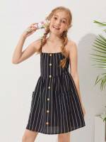  Striped Short Sleeveless Girls Clothing 6424