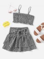 Spaghetti Strap Tiered Layer Boho Girls Two-piece Outfits 203