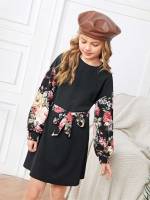  Floral Round Neck Short Girls Clothing 917