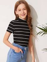 Regular Slim Fit Striped Casual Girls Clothing 718