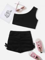  Plain Sleeveless Girls Two-piece Outfits 3363