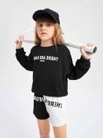 Sporty Black Colorblock Kids Clothing 419