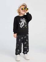 Regular Fit Graphic Black Toddler Boys Clothing 672