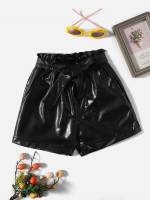 Glamorous Belted Black Toddler Girls Bottoms 6616