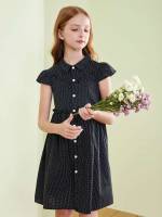  Collar Cute Knee Length Girls Dresses 6010