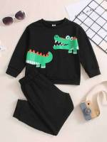 Casual Cartoon Long Sleeve Toddler Boy Two-piece Outfits 1407