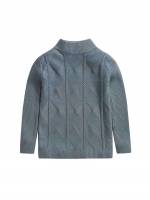 Casual Plain Rib-Knit Stand Collar Kids Clothing 5502