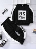 Long Sleeve Black Sporty Side Stripe Toddler Boys Clothing 6737