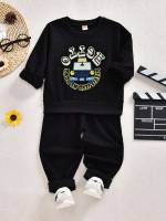 Casual  Black Toddler Boys Clothing 962