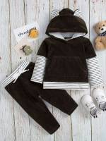  Striped Long Sleeve Hooded Kids Clothing 3743