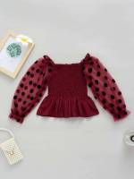 Polka Dot Casual Black Toddler Girls Clothing 2027